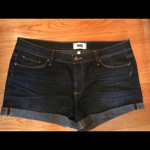 Dark wash Paige denim shorts